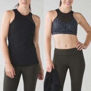 Lululemon Meshed Up 2 in 1 Sports Bra Tank Top Yoga Activewear Gym Workout Black